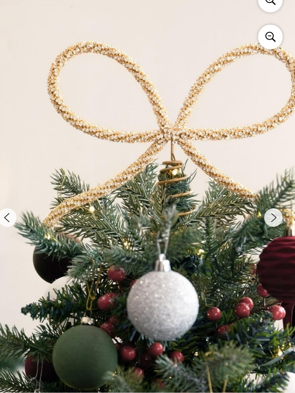 Elegant Gold Rhinestone Bow  Christmas Tree Topper  NWT